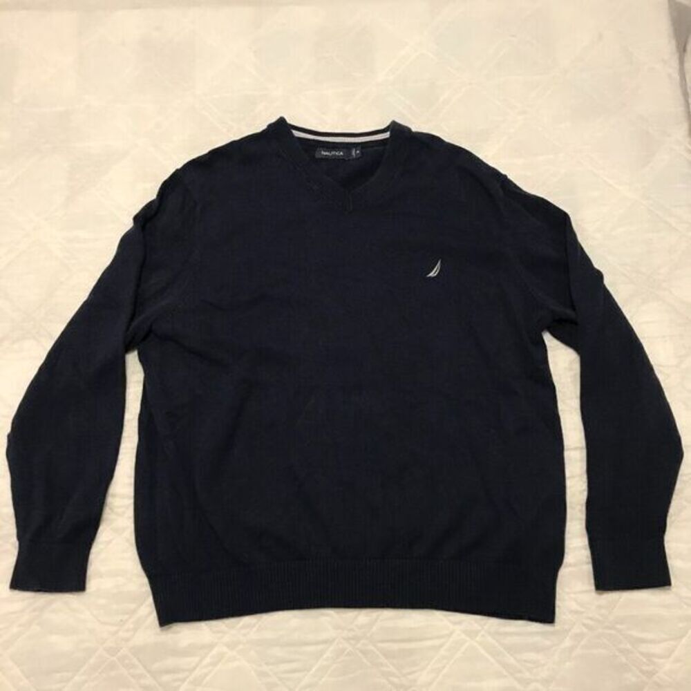 Nautica dark blue V neck sweater XXL